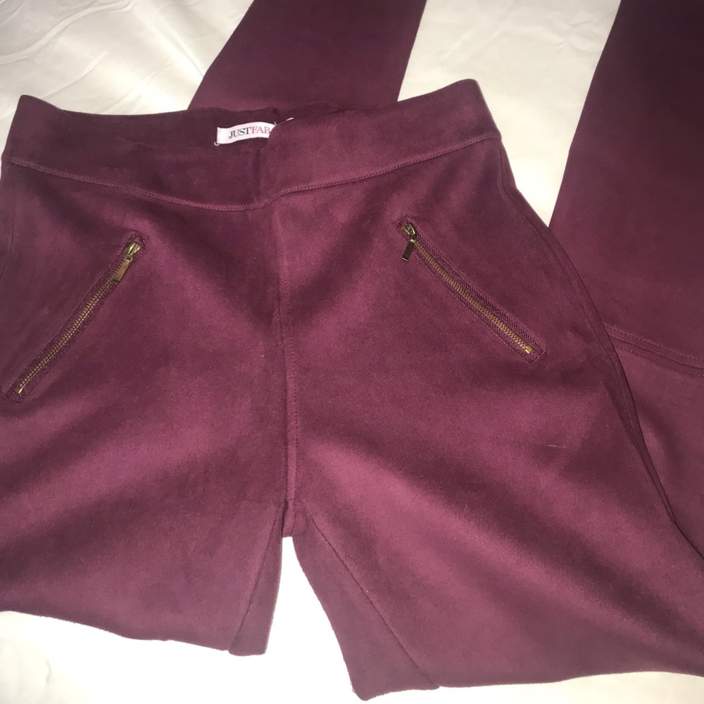 Suede Pants Accent Zippers Stretch Size M